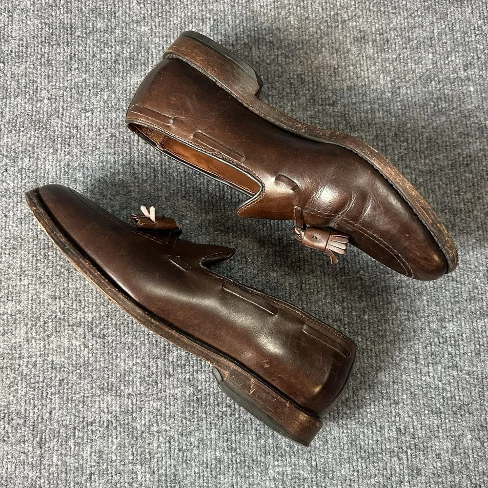 Allen Edmonds Grayson Loafer Shoes Mens Size 7.5 EE Brown Leather Tassel Dress
